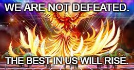 WE ARE NOT DEFEATED. THE BEST IN US WILL RISE. | image tagged in election 2016,democrats | made w/ Imgflip meme maker
