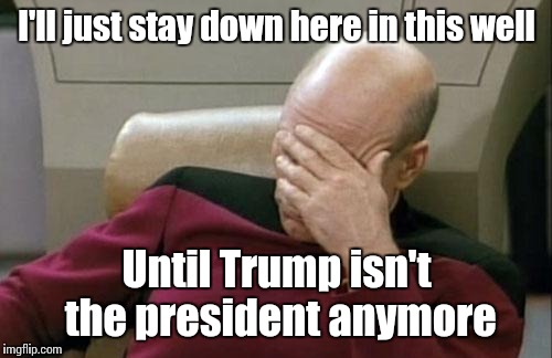 Captain Picard Facepalm Meme | I'll just stay down here in this well Until Trump isn't the president anymore | image tagged in memes,captain picard facepalm | made w/ Imgflip meme maker