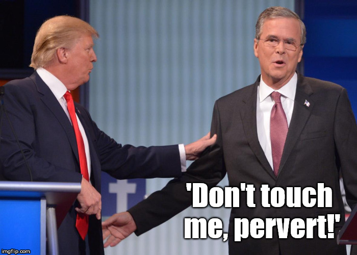 touch | 'Don't touch me, pervert!' | image tagged in donald trump,election 2016,sexual harassment,funny | made w/ Imgflip meme maker