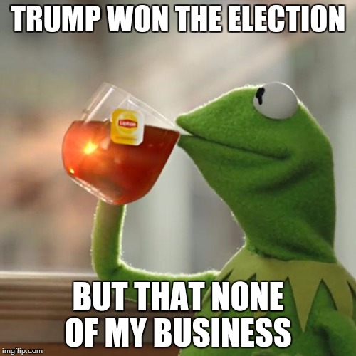 But That's None Of My Business | TRUMP WON THE ELECTION; BUT THAT NONE OF MY BUSINESS | image tagged in memes,but thats none of my business,kermit the frog | made w/ Imgflip meme maker