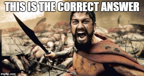 Sparta Leonidas | THIS IS THE CORRECT ANSWER | image tagged in memes,sparta leonidas | made w/ Imgflip meme maker