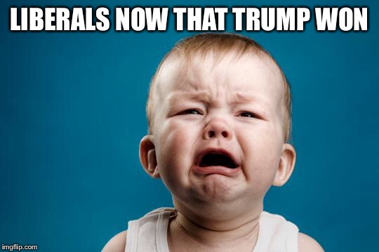 BABY CRYING | LIBERALS NOW THAT TRUMP WON | image tagged in baby crying | made w/ Imgflip meme maker