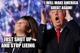 Stop... Just stop | I WILL MAKE AMERICA GREAT AGAIN! JUST SHUT UP AND STOP LIEING | image tagged in donald trump,so true memes | made w/ Imgflip meme maker