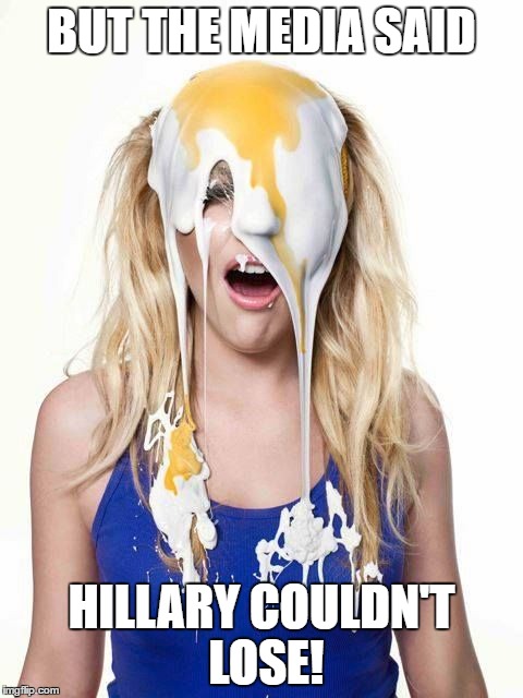 Egg on their face. |  BUT THE MEDIA SAID; HILLARY COULDN'T LOSE! | image tagged in egg | made w/ Imgflip meme maker