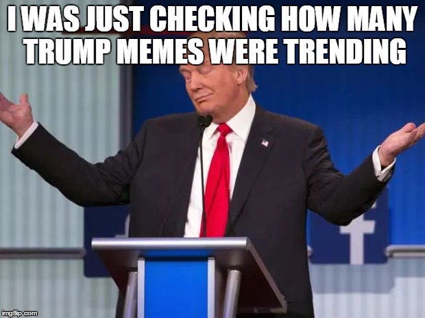 I WAS JUST CHECKING HOW MANY TRUMP MEMES WERE TRENDING | image tagged in memes,politics | made w/ Imgflip meme maker