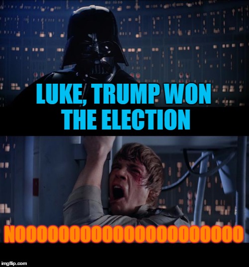 at that moment he knew | LUKE, TRUMP WON THE ELECTION; NOOOOOOOOOOOOOOOOOOOOO | image tagged in memes,star wars no,donald trump | made w/ Imgflip meme maker