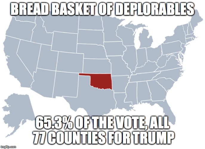 Bread Basket of Deplorables | BREAD BASKET OF DEPLORABLES; 65.3% OF THE VOTE, ALL 77 COUNTIES FOR TRUMP | image tagged in trump 2016,basket of deplorables,never hillary | made w/ Imgflip meme maker