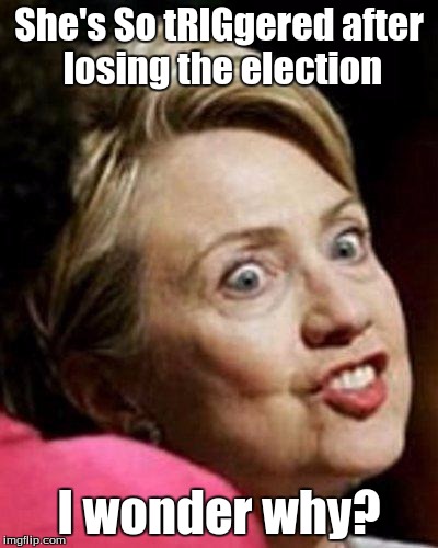 tRIGgered | She's So tRIGgered after losing the election; I wonder why? | image tagged in hillary clinton fish,lost the election,memes | made w/ Imgflip meme maker