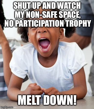 SHUT UP AND WATCH MY NON-SAFE SPACE, NO PARTICIPATION TROPHY MELT DOWN! | made w/ Imgflip meme maker