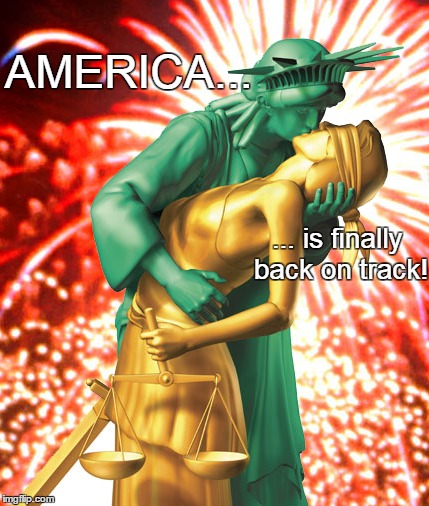 Fireworks | AMERICA... ... is finally back on track! | image tagged in political | made w/ Imgflip meme maker