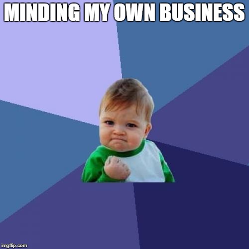 Success Kid Meme | MINDING MY OWN BUSINESS | image tagged in memes,success kid | made w/ Imgflip meme maker
