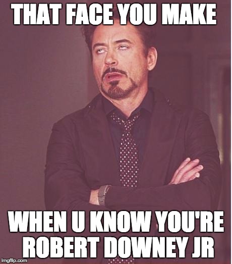 Face You Make Robert Downey Jr Meme | THAT FACE YOU MAKE; WHEN U KNOW YOU'RE ROBERT DOWNEY JR | image tagged in memes,face you make robert downey jr | made w/ Imgflip meme maker