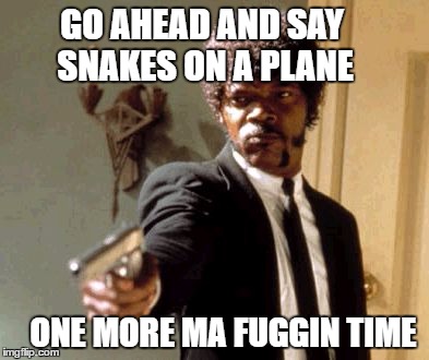 Say That Again I Dare You Meme | GO AHEAD AND SAY SNAKES ON A PLANE ONE MORE MA FUGGIN TIME | image tagged in memes,say that again i dare you | made w/ Imgflip meme maker