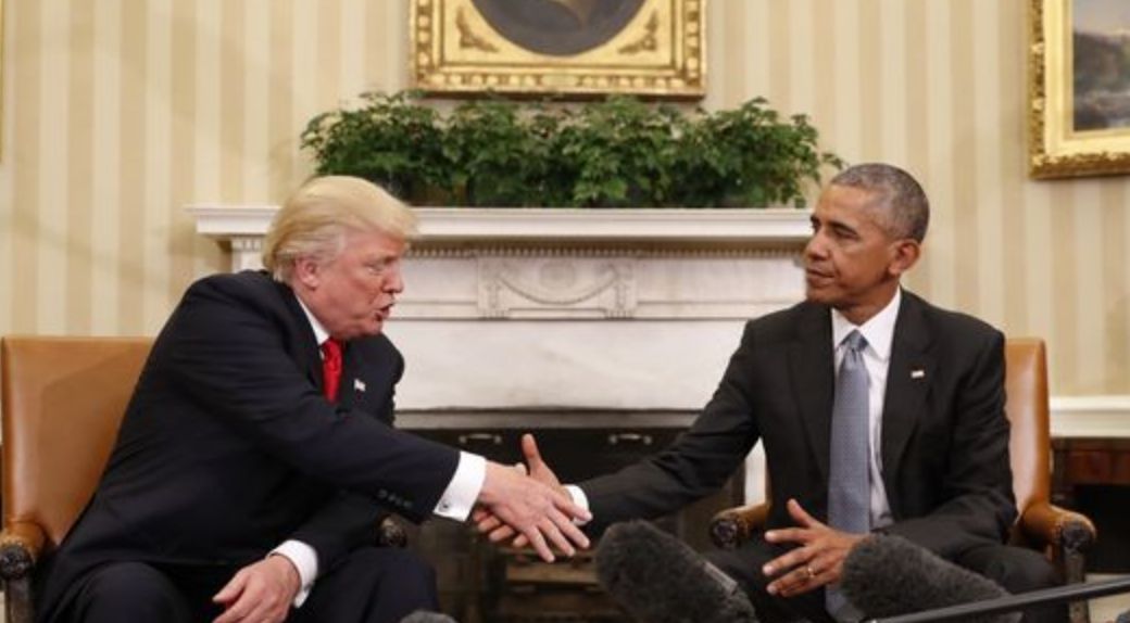 Trump shakes Obama's hand Blank Meme Template