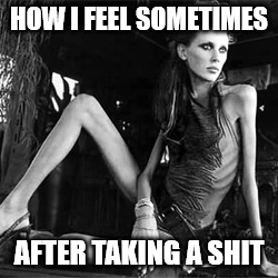 Taking a Load Off | HOW I FEEL SOMETIMES; AFTER TAKING A SHIT | image tagged in anorexia,skinny | made w/ Imgflip meme maker