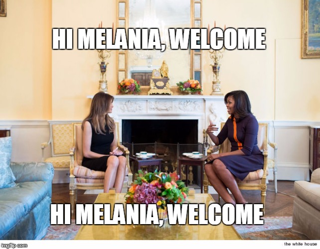 Is there an echo? | HI MELANIA, WELCOME; HI MELANIA, WELCOME | image tagged in obama trump | made w/ Imgflip meme maker