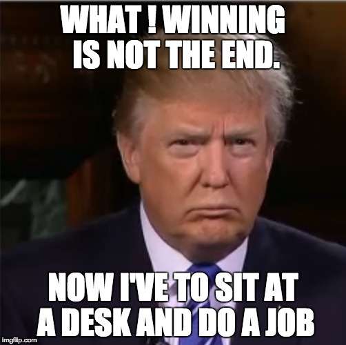 Show should end when someone wins | WHAT ! WINNING IS NOT THE END. NOW I'VE TO SIT AT A DESK AND DO A JOB | made w/ Imgflip meme maker