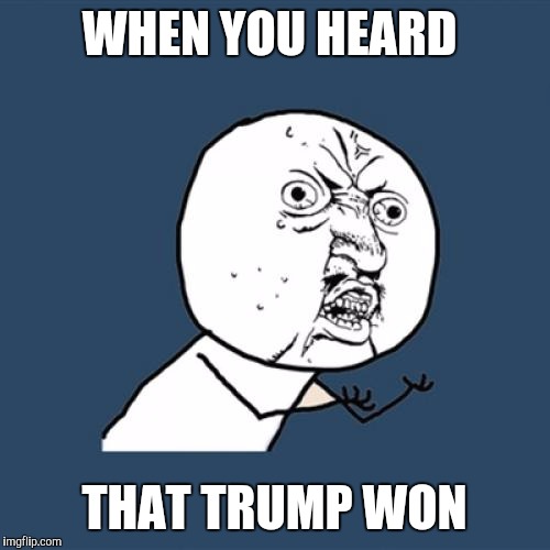 Y U No Meme | WHEN YOU HEARD; THAT TRUMP WON | image tagged in memes,y u no | made w/ Imgflip meme maker
