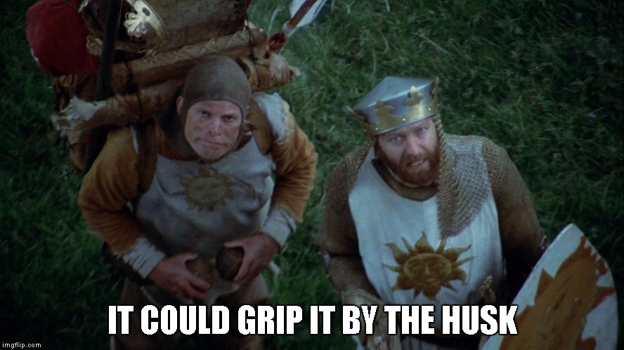 Monty Coconut |  IT COULD GRIP IT BY THE HUSK | image tagged in monty coconut | made w/ Imgflip meme maker