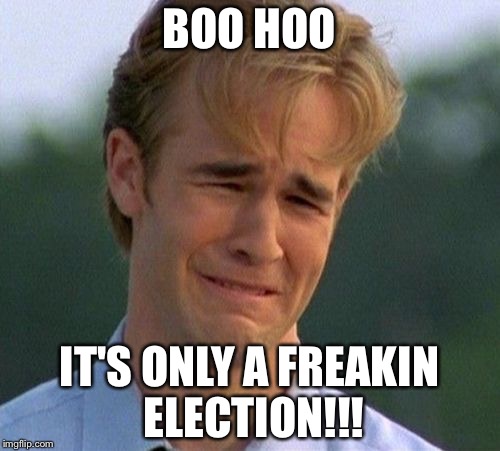 1990s First World Problems Meme | BOO HOO; IT'S ONLY A FREAKIN ELECTION!!! | image tagged in memes,1990s first world problems | made w/ Imgflip meme maker