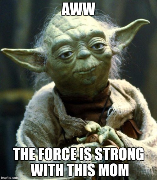 Star Wars Yoda | AWW; THE FORCE IS STRONG WITH THIS MOM | image tagged in memes,star wars yoda | made w/ Imgflip meme maker