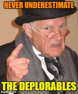 Back In My Day Meme | NEVER UNDERESTIMATE THE DEPLORABLES | image tagged in memes,back in my day | made w/ Imgflip meme maker