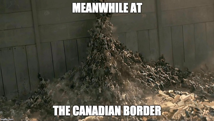 MEANWHILE AT; THE CANADIAN BORDER | image tagged in meme | made w/ Imgflip meme maker