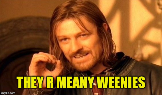 One Does Not Simply Meme | THEY R MEANY WEENIES | image tagged in memes,one does not simply | made w/ Imgflip meme maker