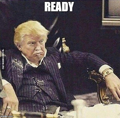 READY | image tagged in trump,ready,king | made w/ Imgflip meme maker