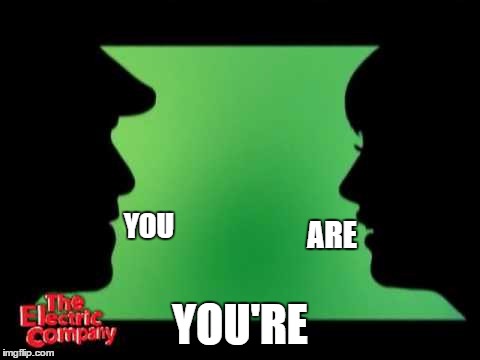 your grammar lesson for today | YOU; ARE; YOU'RE | image tagged in electric company silhouettes,memes,you're,please | made w/ Imgflip meme maker