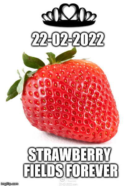 22-02-2022 | 22-02-2022; STRAWBERRY FIELDS FOREVER | image tagged in 22-02-2022,happy day,strawberry,memes | made w/ Imgflip meme maker
