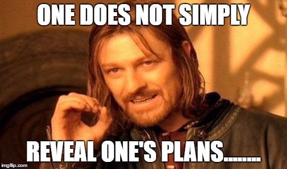 One Does Not Simply Meme | ONE DOES NOT SIMPLY; REVEAL ONE'S PLANS........ | image tagged in memes,one does not simply | made w/ Imgflip meme maker