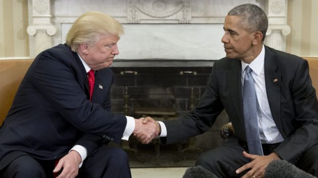 High Quality trump and obama awkwardness Blank Meme Template