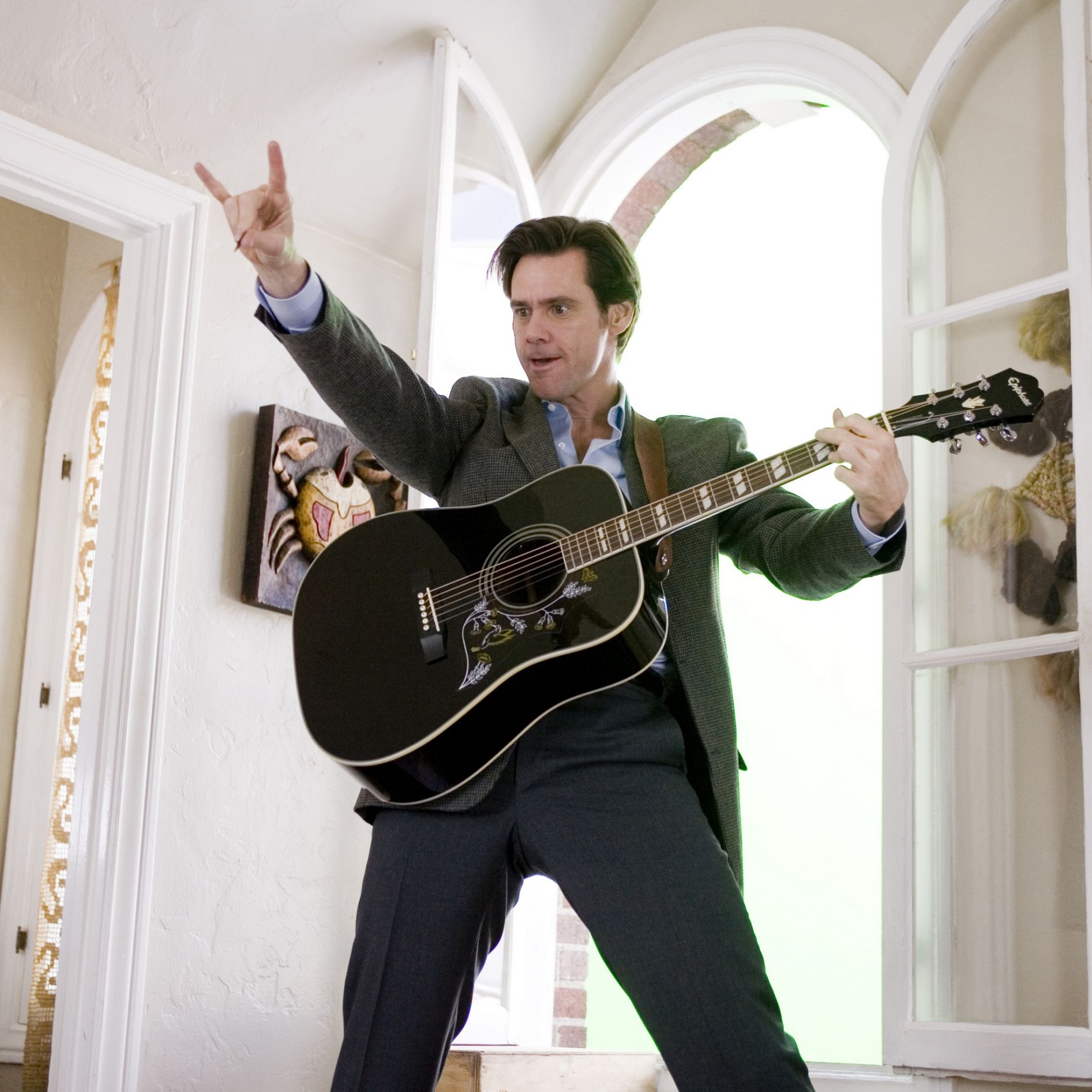 High Quality jim carrey Yes man guitar Blank Meme Template