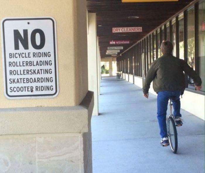 unicycle breaks all the rules Blank Meme Template