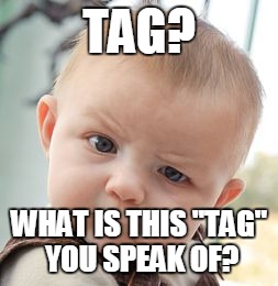 Skeptical Baby Meme | TAG? WHAT IS THIS "TAG" YOU SPEAK OF? | image tagged in memes,skeptical baby | made w/ Imgflip meme maker