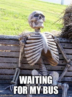 Waiting Skeleton Meme | WAITING FOR MY BUS | image tagged in memes,waiting skeleton | made w/ Imgflip meme maker