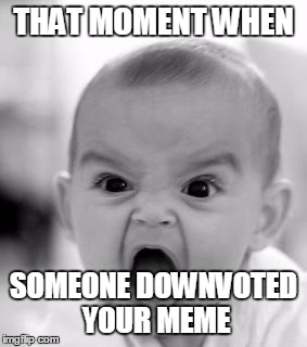 Angry Baby | THAT MOMENT WHEN; SOMEONE DOWNVOTED YOUR MEME | image tagged in memes,angry baby | made w/ Imgflip meme maker