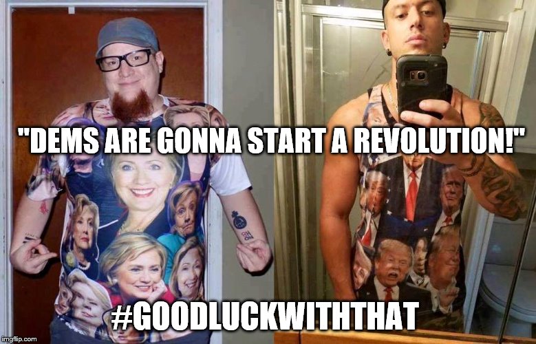 Good Luck With That  | "DEMS ARE GONNA START A REVOLUTION!"; #GOODLUCKWITHTHAT | image tagged in cucksforrevolution,goodluckwiththat | made w/ Imgflip meme maker