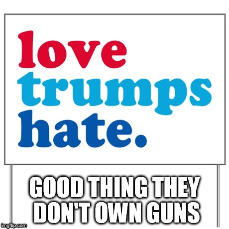 GOOD THING THEY DON'T OWN GUNS | image tagged in guns,trump 2016,hillary clinton 2016,retarded liberal protesters,election 2016 | made w/ Imgflip meme maker