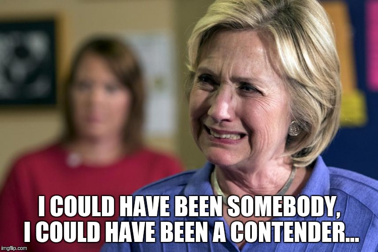 Crying Hillary | I COULD HAVE BEEN SOMEBODY, I COULD HAVE BEEN A CONTENDER... | image tagged in crying hillary | made w/ Imgflip meme maker