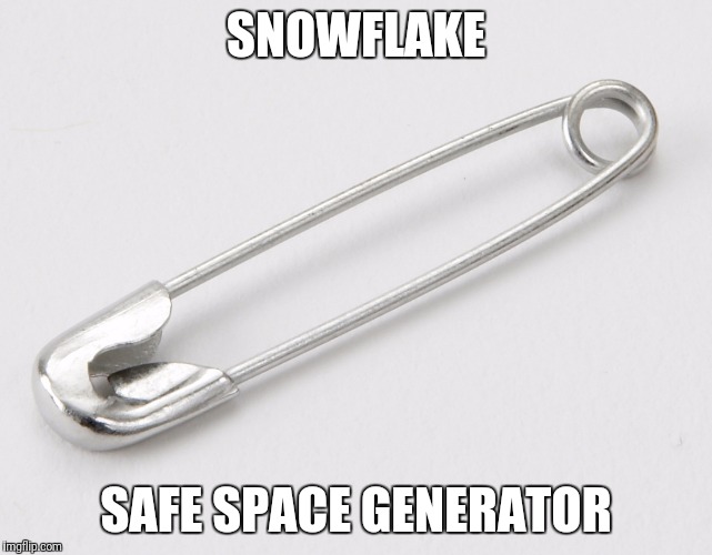 I have no pinterest in joining this "revolution." | SNOWFLAKE; SAFE SPACE GENERATOR | image tagged in safety pin,snowflake,safe space | made w/ Imgflip meme maker