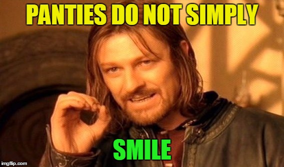 To mypantysmile for Use a Username in Your Meme Weekend | PANTIES DO NOT SIMPLY; SMILE | image tagged in memes,one does not simply,mypantysmile,cool story clinkster you inspired it,funny,use the username weekend | made w/ Imgflip meme maker