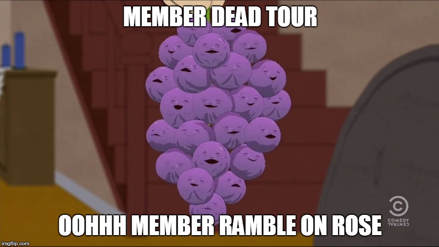 Member Berries | MEMBER DEAD TOUR; OOHHH MEMBER RAMBLE ON ROSE | image tagged in memes,member berries | made w/ Imgflip meme maker