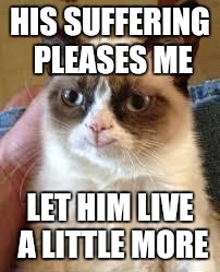 HIS SUFFERING PLEASES ME LET HIM LIVE A LITTLE MORE | made w/ Imgflip meme maker