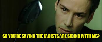 SO YOU'RE SAYING THE FACISTS ARE SIDING WITH ME? | made w/ Imgflip meme maker