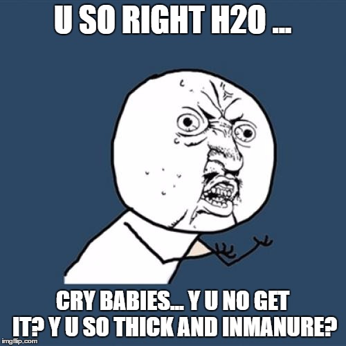 Y U No Meme | U SO RIGHT H2O ... CRY BABIES... Y U NO GET IT? Y U SO THICK AND INMANURE? | image tagged in memes,y u no | made w/ Imgflip meme maker