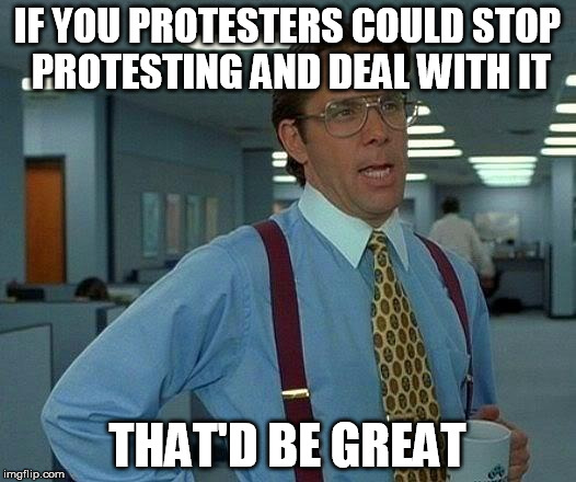 That Would Be Great | IF YOU PROTESTERS COULD STOP PROTESTING AND DEAL WITH IT; THAT'D BE GREAT | image tagged in memes,that would be great | made w/ Imgflip meme maker