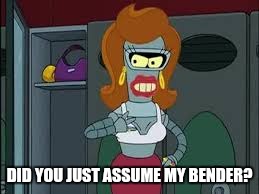 Bender | DID YOU JUST ASSUME MY BENDER? | image tagged in bender | made w/ Imgflip meme maker