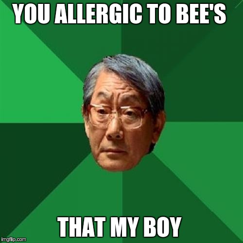 High Expectations Asian Father Meme | YOU ALLERGIC TO BEE'S; THAT MY BOY | image tagged in memes,high expectations asian father | made w/ Imgflip meme maker